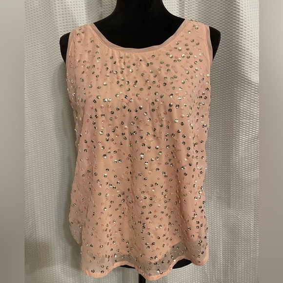 Candies Pink Scoop Neck Sequined Tank Top Size Medium - Picture 8 of 8